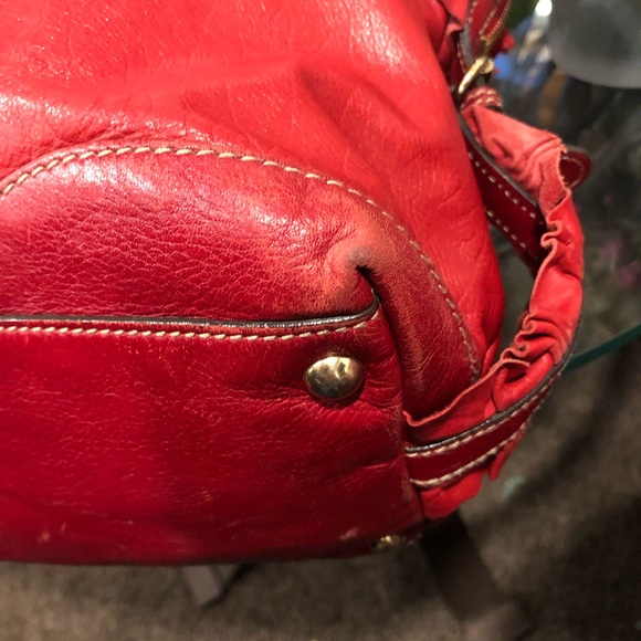 Authentic Gucci Red Soft Leather Calfskin Sabrina Boston Handbag - Picture 10 of 16